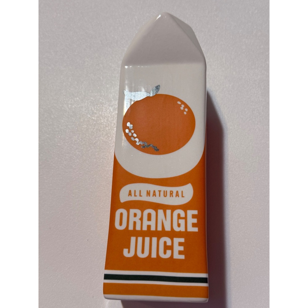 Retro Ceramic Orange‎ Juice Carton Bud Vase Pure Liquid Sunshine Novelty Decor